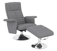 HOMCOM Fauteuil Relax massant avec Pouf, Fauteuil TV avec Fonction Chaise Longue, siège pivotant à 360° Assise rembourrée Confortable, jusqu'à 120 kg, pour Salon, Chambre, Tissu Effet Lin, Gris foncé