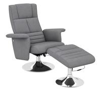 HOMCOM Fauteuil Relax massant avec Pouf, Fauteuil TV avec Fonction Chaise Longue, siège pivotant à 360° Assise rembourrée Confortable, jusqu'à 120 kg, pour Salon, Chambre, Tissu Effet Lin, Gris foncé