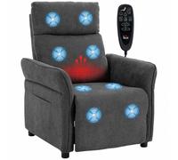 HOMCOM Fauteuil Relax Massant et Chauffant, Inclinable Manuel, Accoudoirs Réglables, Repose-Pieds, 2 Poches Latérales, Tissu Éponge, Gris Foncé