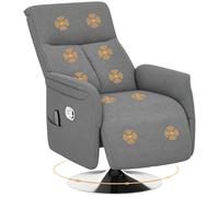 HOMCOM Fauteuil Relax massant, Fauteuil de Relaxation inclinable pivotant à 360°, Dossier et Repose-Pieds réglable, télécommande, Poche latérale, Tissu Aspect Lin, Chaise TV pour Salon Chambre, Gris