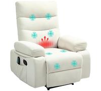 HOMCOM Fauteuil Relax Salon avec Fonction Massage Chauffage Fauteuil Relaxant avec Dossier inclinable et Repose-Pied, Poche latérale, télécommande, crème