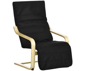 HOMCOM Fauteuil Relax Salon, Repose-Pied Réglable 94 x 66,5 x 100 cm Noir | Déhoussable, Confort et Relaxation, Bois Massif