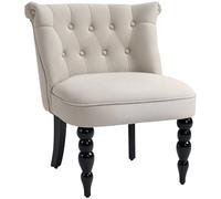 HOMCOM Fauteuil Relax Vintage Fauteuil Relax Fauteuil rembourré Chaise de Salle à Manger recouverte de Lin Structure en Bois Beige+Noir 67 x 67 x 78 cm
