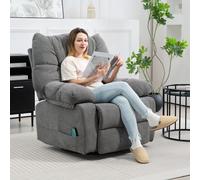 HOMCOM Fauteuil relaxant avec fonction de massage, fonction d'inclinaison, fauteuil de massage pivotant, 4 poches latérales et télécommande, Gris foncé