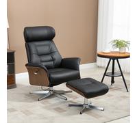 HOMCOM Fauteuil relaxant avec repose-pieds, pivotant à 360°, fonction de relaxation, fauteuil de lecture, noir, 80 x 84 x 108 cm