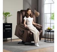 HOMCOM Fauteuil Releveur avec Fonction Massage et Chauffage Lombaire, Fauteuil Inclinable avec Télécommandes et Poches Latérales, Brun