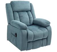 HOMCOM Fauteuil releveur avec revêtement doux, fauteuil relax avec télécommande et poches latérales, bleu