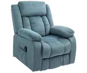 HOMCOM Fauteuil releveur avec revêtement doux, fauteuil relax avec télécommande et poches latérales, bleu