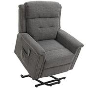 HOMCOM Fauteuil releveur électrique 2 Moteurs, Fauteuil de Relaxation avec Dossier inclinable et Repose-Pied, Position allongée jusqu'à 180 ° - Tissu Polyester Aspect Lin Gris