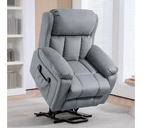 HOMCOM Fauteuil releveur électrique avec fonction massage et chaleur inclinaison réglable revêtement synthétique tissu gris
