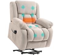 Fauteuil releveur massant chauffant grand confort - inclinable, repose-pieds rétractable - tissu toucher flanelle beige Beige G