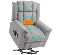 HOMCOM Fauteuil releveur électrique avec Fonction Massage et Chauffage, Fauteuil Relax électrique avec Dossier inclinable, Repose-Pied, télécommandes et Poche latérale, Tissu en Chenille, Gris foncé