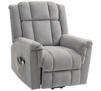 HOMCOM Fauteuil releveur électrique avec fonction massage et chauffage, fauteuil relax électrique dossier inclinable gris foncé