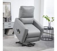 HOMCOM Fauteuil releveur électrique avec massage 8 points et chauffant, télécommande, ressorts ensachés, gris clair