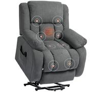 HOMCOM Fauteuil releveur électrique Chauffage et Massage par Vibration Fauteuil Relax électrique en Velours Dossier inclinable Assise Large Ports USB télécommande Repose-Pied Poche latérale Gris