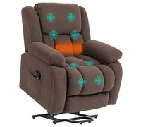 HOMCOM Fauteuil Releveur Électrique Chauffage Massage Relax Marron | Fauteuil Relax Électrique, Dossier Inclinable, Assise Large, Ports USB, Télécommande, Repose-Pied, Poche Latérale