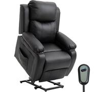 HOMCOM Fauteuil Releveur Électrique, Dossier Inclinable, Noir | Fauteuil Relax Électrique, Repose-Pied, Télécommande, Poches Latérales, Revêtement PU, pour Personnes Âgées
