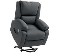 HOMCOM Fauteuil releveur électrique, Fauteuil Relax électrique, avec Fonction Massage et Chauffage, Inclinaison réglable, Ports USB, 2 télécommandes, Repose-Pied, Ressorts ensachés, Gris