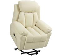 HOMCOM Fauteuil releveur électrique, Fauteuil Relax électrique avec Repose-Pied Ajustable, Dossier inclinable, télécommande, Poche latérale, pour Personnes âgées, crème