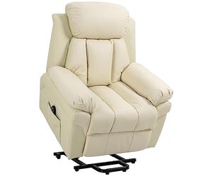 HOMCOM Fauteuil releveur électrique, Fauteuil Relax électrique avec Repose-Pied Ajustable, Dossier inclinable, télécommande, Poche latérale, pour Personnes âgées, crème