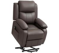 HOMCOM Fauteuil releveur électrique, Fauteuil Relax électrique avec Repose-Pied, Dossier inclinable, télécommande et Poches latérales, revêtement en PU, pour Personnes âgées, Marron foncé