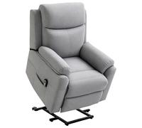 HOMCOM Fauteuil releveur électrique, Fauteuil Relax électrique avec Repose-Pied, Dossier inclinable, télécommande et Poche latérale Charge 120kg Tissu Aspect Lin Gris Clair