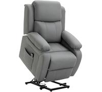 HOMCOM Fauteuil releveur électrique, Fauteuil Relax électrique avec Repose-Pied, Dossier inclinable, télécommande et Poches latérales, revêtement en PU, pour Personnes âgées, Gris