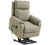 HOMCOM Fauteuil releveur électrique, Fauteuil Relax électrique, Double Moteur, Dossier inclinable, Coussin à Ressorts, Larges accoudoirs, Repose-Pied, roulettes, télécommande, Poches latérales, crème