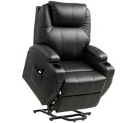 HOMCOM Fauteuil releveur électrique, Fauteuil Relax électrique en PU, Repose-Pied, Dossier inclinable, Port USB, télécommande, Porte-gobelets et Poches latérales, pour Personnes âgées, Noir