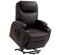 Fauteuil releveur électrique - HOMCOM - repose-pied, dossier inclinable, port USB et porte-gobelets - PU - 83x95x107cm - marron