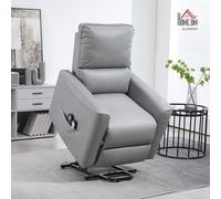 HOMCOM Fauteuil releveur électrique Fauteuil Relax inclinable avec Massage 8 Points et Chauffant, télécommande, Ressorts ensachés, dim. 79L x 89l x 104H cm Gris Clair