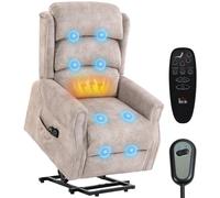 HOMCOM Fauteuil Releveur Électrique Massage Vibration Chaleur Beige