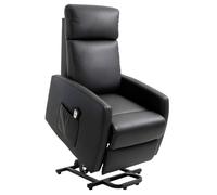 HOMCOM Fauteuil releveur électrique, Fauteuil de Relaxation, inclinable avec Repose-Pied Ajustable, télécommande et Pochette, revêtement synthétique, Noir
