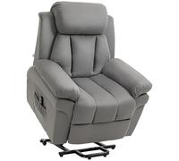 HomCom - Fauteuil de relaxation releveur électrique velours (100% polyester) 96x93x105 cm Gris clair