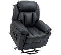 HOMCOM Fauteuil Releveur Électrique Télécommande pour Personnes Âgées Noir | Fauteuil Relax Électrique, avec Repose-Pied Ajustable, Dossier Inclinable, Télécommande, Poche Latérale