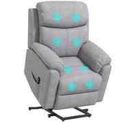 HOMCOM Fauteuil de Massage Fauteuil releveur inclinable de Relaxation électrique - avec Repose-Pied Ajustable et télécommande - Tissu Polyester Aspect Lin Gris
