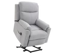 HOMCOM Fauteuil releveur électrique, Fauteuil Relax électrique avec Repose-Pied, Dossier inclinable, télécommande et Poche latérale Charge 120kg Tissu Aspect Lin Gris Clair