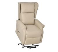 HOMCOM Fauteuil releveur inclinable Ajustable avec Repose-Pied Crème | Fauteuil Relax Électrique, Télécommande, Poche latérale de Rangement, Lin