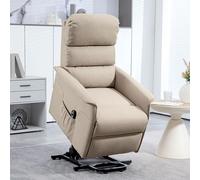 HOMCOM Fauteuil releveur inclinable avec repose-pied fonction massage et chaleur télécommande roulettes pochette beige chiné