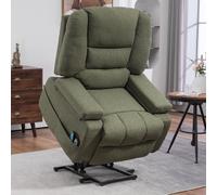 HOMCOM Fauteuil releveur relax électrique, fonction massage et chaleur, inclinaison réglable, repose-pied, télécommandes, vert