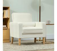 HOMCOM Fauteuil rembourré avec accoudoirs, dossier inclinable, pieds en bois de caoutchouc, crème