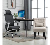 HOMCOM Fauteuil rembourré confortable avec coussin de dossier, pour lire et se reposer, revêtement en lin, 52,5 x 69 x 77 cm, Crème
