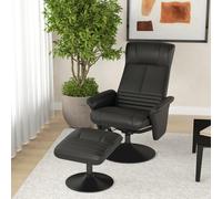 HOMCOM Fauteuil rembourré, fauteuil d'appoint avec repose-pieds, rotatif, ergonomique, aspect microfibre, jusqu'à 150 kg, noir