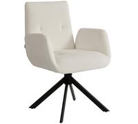 HOMCOM Fauteuil rembourré, fauteuil d'appoint, design moderne, pivotant, jusqu'à 120 kg, blanc crème