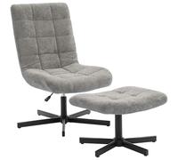 HOMCOM Fauteuil Salon avec Repose-Pieds, Chaise pivotante en Velours sans accoudoirs, Hauteur réglable, Dossier inclinable 4 Positions, Assise rembourrée, Fauteuil Relax pour Salon et Chambre, Gris