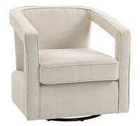 HOMCOM Fauteuil salon pivotant 360° Fauteuil lounge relax avec dossier et accoudoirs monoblocs 77 x 75 x 72 cm Beige