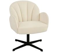 HOMCOM Fauteuil Salon pivotant, Fauteuil Coquillage rembourré en Velours avec Coussin à Ressorts, Base en Acier, Chaise Coiffeuse Moderne, pour Chambre, Coins Lecture, Beige