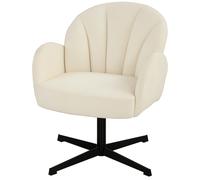 HOMCOM Fauteuil salon pivotant fauteuil d'appoint rembourré en velours dossier en forme de coquille coussin à ressorts beige