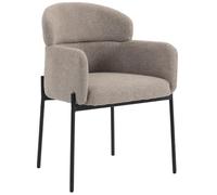 HOMCOM Fauteuil Salon Rembourré en Chenille Pieds en Métal Marron Clair