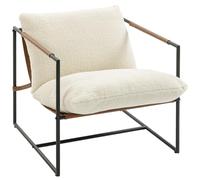 HOMCOM Fauteuil Salon Rembourré en Tissu Bouclette Large Assise Crème